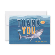 水色シャークありがとうフラットカード
