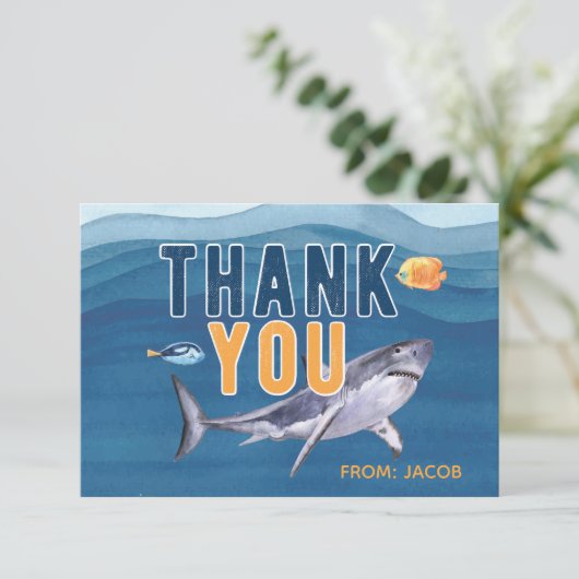 水色シャークありがとうフラットカード サンキューカード (スタンド正面)