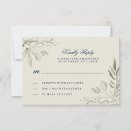 水色シルバーおよびネイビーRSVPカード 出欠カード