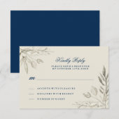 水色シルバーおよびネイビーRSVPカード 出欠カード (正面/裏面)