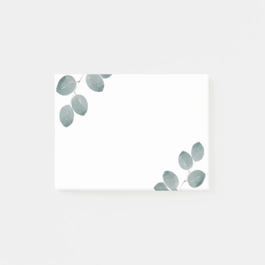 水色シルバードルユーカリ葉 ポストイット (正面)