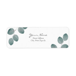 水色シルバードルユーカリ葉 ラベル