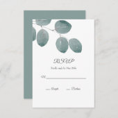 水色シルバードルユーカリ葉 出欠カード (正面/裏面)