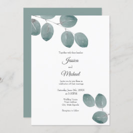水色シルバードルユーカリ葉 招待状