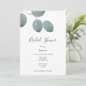 水色シルバードルユーカリ葉 招待状 (スタンド正面)