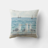 水色シーグルズアットザビーチ沿岸海 クッション (裏面)