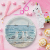 水色シーグルズアットザビーチ沿岸海 ペーパープレート (パーティー)