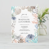 水色シーシェルコーラルスターフィッシュシーサイド結婚ズ 招待状 (スタンド正面)