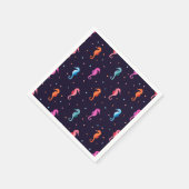 水色シーホースのネイビーブルー模様 スタンダードカクテルナプキン (角)