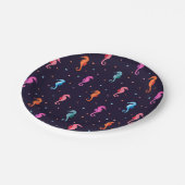 水色シーホースのネイビーブルー模様 ペーパープレート (アングル)