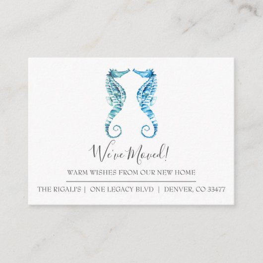 水色シーホース小さな動き発表カード エンクロージャーカード (正面)