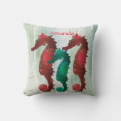 水色シーホース航海のパーソナライズされた クッション (正面)