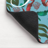 水色シーホース航海のパーソナライズされた マウスパッド (コーナー)