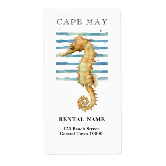水色シーホース、ビーチの町、ケープアドレス ラベル (正面)