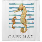 水色シーホース、ビーチ町、ケープメイ シャワーカーテン (正面)