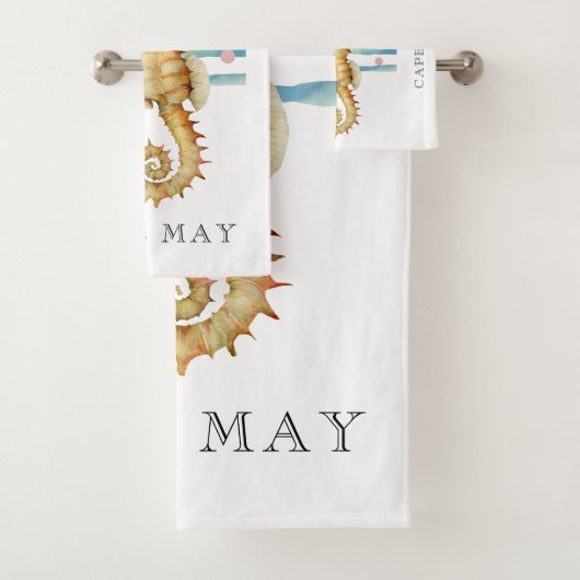 水色シーホース、ビーチ町、ケープメイ バスタオルセット (インサイチュ)