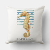 水色シーホース、ビーチ、ケープメイ クッション (正面)