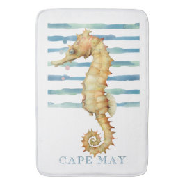 水色シーホース、ビーチ、ケープメイ バスマット