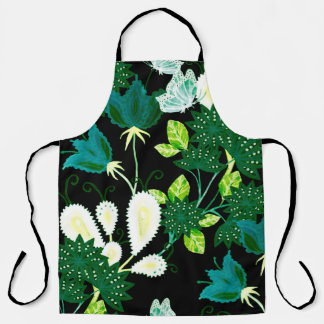 水色シームレスなパターンとファンタジー花a エプロン