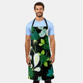 水色シームレスなパターンとファンタジー花a エプロン (着用した状態)