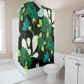 水色シームレスなパターンとファンタジー花a シャワーカーテン (インサイチュ)