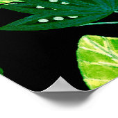 水色シームレスなパターンとファンタジー花a ポスター (角)