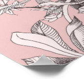 水色シームレスパター葉ンとカラー ポスター (角)