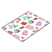 水色シームレスファッショングラマーパターンwhi ノートブック (左側)