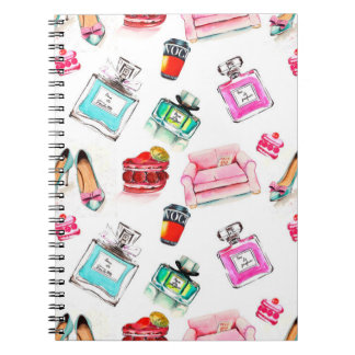 水色シームレスファッショングラマーパターンwhi ノートブック