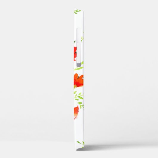 水色シームレス模様オレンジケシの花 Case-Mate iPhoneケース (裏面 / 左)