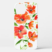 水色シームレス模様オレンジケシの花 Case-Mate iPhoneケース (裏面)