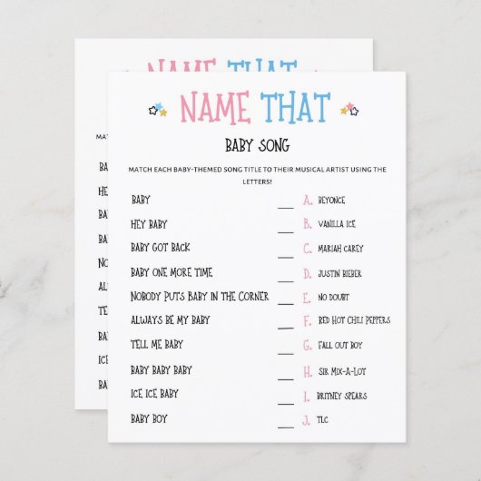 水色ジェンダーリビールネームそのベビーソングゲーム (正面/裏面)