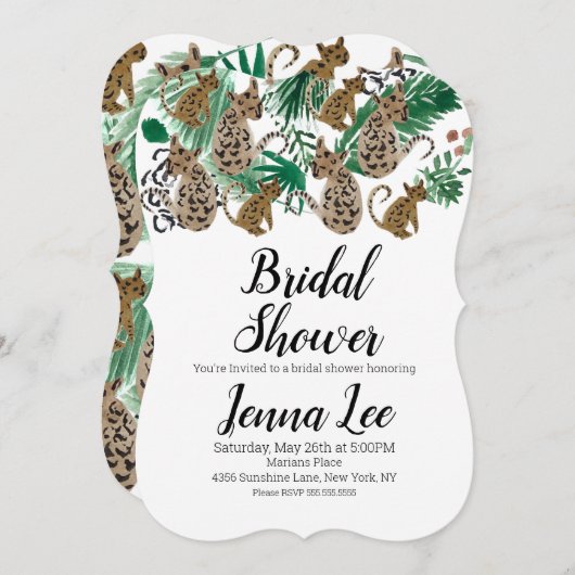 水色ジャガージャングルサファリチータネコ 招待状 (正面/裏面)