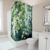 水色ジャスミンブロッサムドリフト シャワーカーテン (インサイチュ)