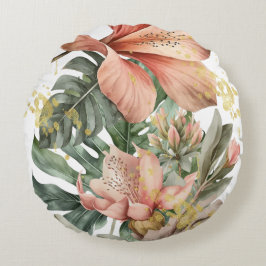 水色ジャングルオーキッドの花 ラウンドクッション