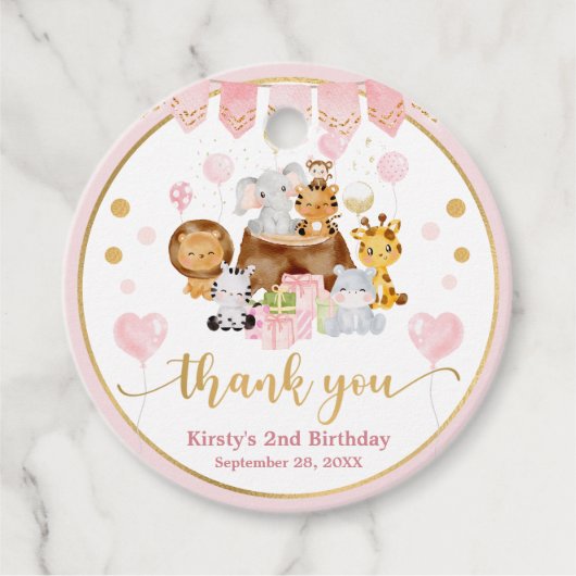 水色ジャングルサファリアニマルガールズ誕生日 フェイバータグ (正面)