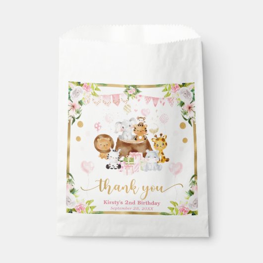 水色ジャングルサファリアニマルガールズ誕生日 フェイバーバッグ (正面)