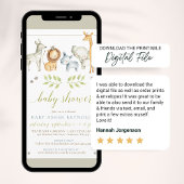 水色ジャングルサファリアニマル男の赤ちゃんシャワー 招待状