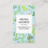 水色ジャングルボタニカルフローラエレガント自然 名刺 (裏面)