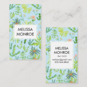 水色ジャングルボタニカルフローラエレガント自然 名刺 (正面/裏面)