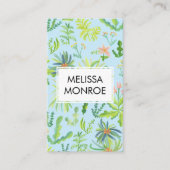水色ジャングルボタニカルフローラエレガント自然 名刺 (正面)