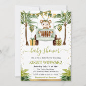 水色ジャングルモンキーベビーシャワー 招待状 (正面)