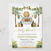 水色ジャングルライオンベビーシャワー 招待状 (正面)