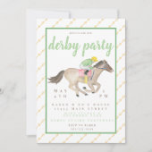 水色ジョッキーダービーパーティー競馬金ゴールド 招待状 (正面)