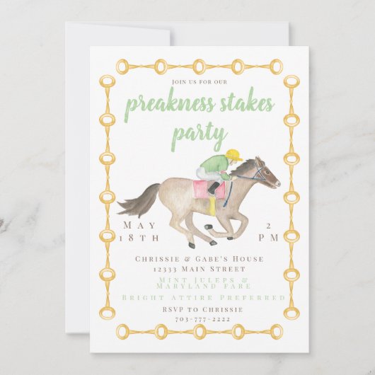 水色ジョッキープレアクネスパーティー競馬 招待状 (正面)