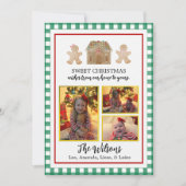 水色ジンジャーブレッドと格子状クリスマスカード 案内状 (正面)
