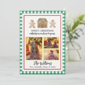 水色ジンジャーブレッドと格子状クリスマスカード 案内状 (スタンド正面)