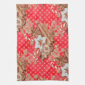 水色ジンジャーブレッドクッキーのクリスマス キッチンタオル (縦)