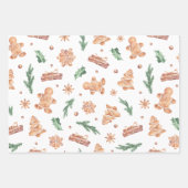 水色ジンジャーブレッドクッキーのクリスマス ラッピングペーパーシート (正面)