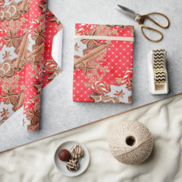 水色ジンジャーブレッドクッキーのクリスマス ラッピングペーパー